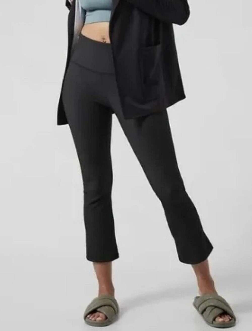 Athleta Elation Rib Crop Flare Pants Black Size Small